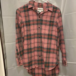 XXS Madewell flannel Plaid Shirt in Pink and Green